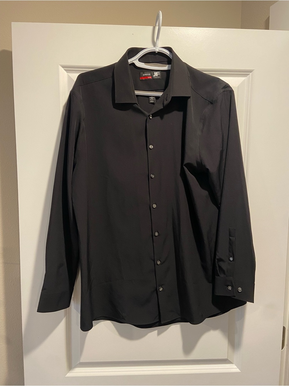 jf j.ferrar Men's Long-Sleeve Black Dress Shirt
